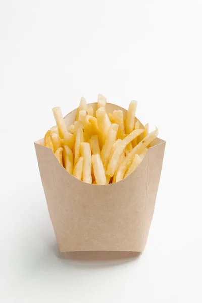 French fries in paper takeaway holder — Stock Photo, Image