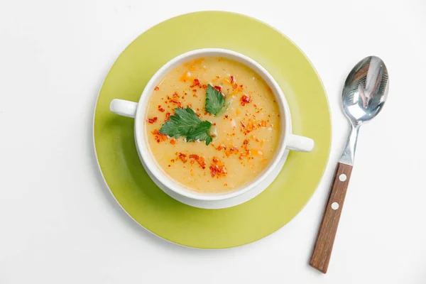 Pumpkin cream soup with spicy herbs — Stock Photo, Image