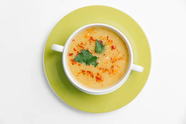 Pumpkin cream soup with spicy herbs — Stock Photo, Image