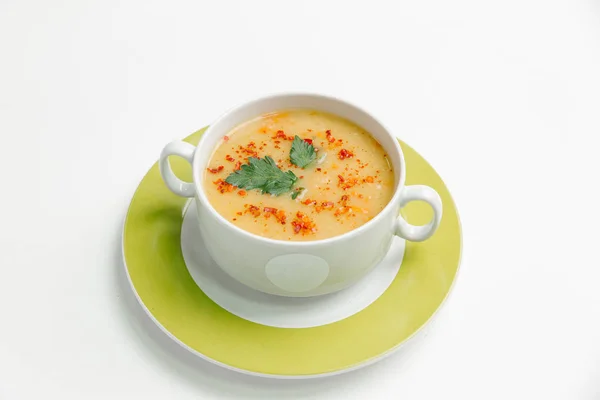 Pumpkin cream soup with spicy herbs — Stock Photo, Image