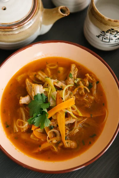 Sopa con mariscos y carne — Foto de Stock