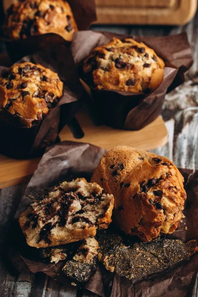 Muffinki z wiórkami czekoladowymi — Zdjęcie stockowe