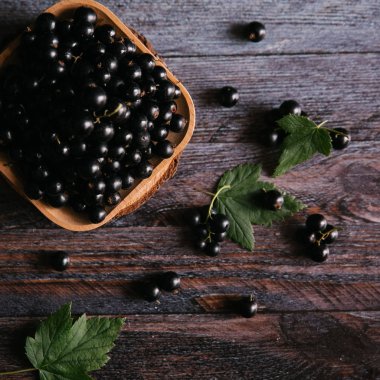 Olgun blackcurrant ile kahverengi plaka 