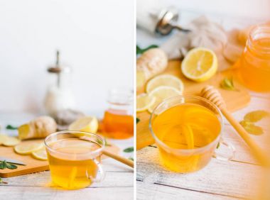 Limonlu ve ballı zencefilli çay