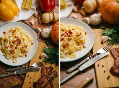 kabak ve pastırma ile makarna