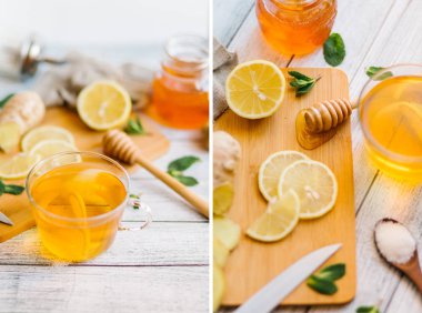 Limonlu ve ballı zencefilli çay