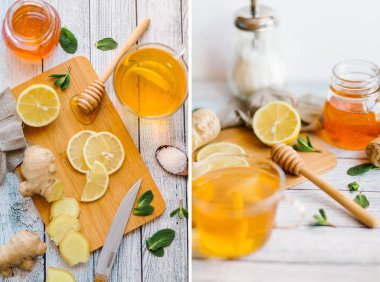 Limonlu ve ballı zencefilli çay