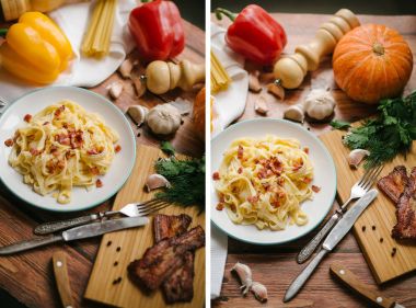 kabak ve pastırma ile makarna