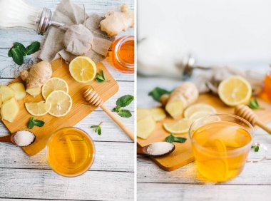 Limonlu ve ballı zencefilli çay