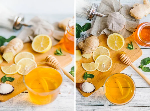 Limonlu ve ballı zencefilli çay