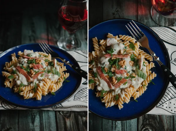 Makarna sos ve peynir ile