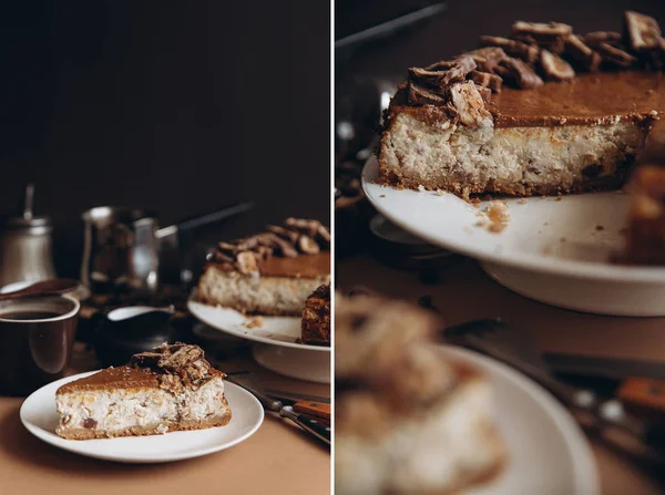 Cheesecake with nuts and caramel — Stock Photo, Image