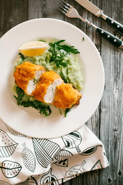 Chicken Kiev with mashed potatoes — Stock Photo, Image