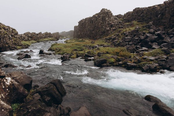 rocky landscape with river