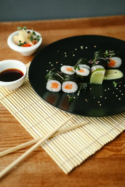 Simple rolls with salmon — Stock Photo, Image