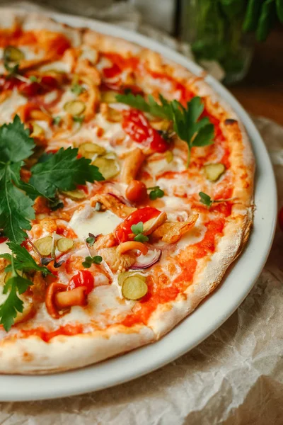 맛 있는 고기 피자 — 스톡 사진