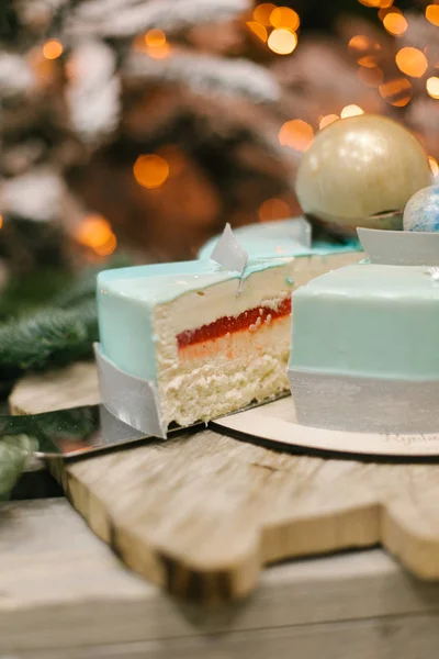 Κλείστε Την Προβολή Του Πίσω Μέρος Σαμάριου Christmas Cake Ζελέ — Φωτογραφία Αρχείου