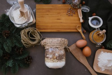 Üstten Görünüm kompozisyon malzemelerle ceviz tanımlama bilgileri 