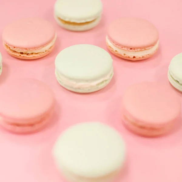 Close View Colorful Macarons Pink Background — Stock Photo, Image