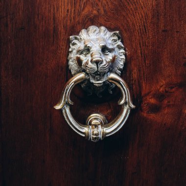 Kırpılan görünümü tokmağı aslan ile ve eski kapı