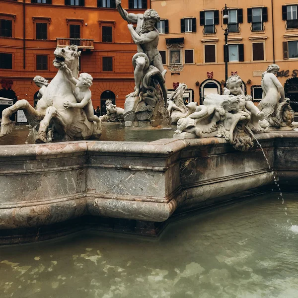 Vue Belle Fontaine Antique Avec Éclaboussures Eau — Photo