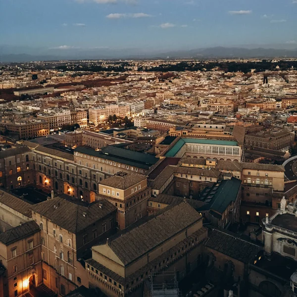 Vista Edificios Antiguos Con Luces Atardecer — Foto de Stock