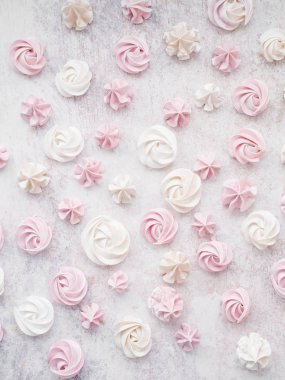 Beyaz ve pastel pembe meringues Üstten Görünüm
