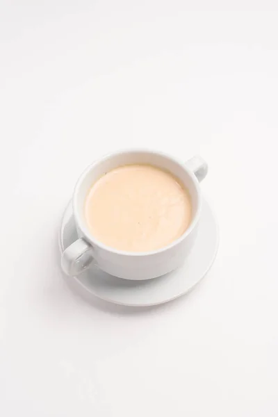 Sopa Crema Aromática Servida Tazón Blanco Plato — Foto de Stock
