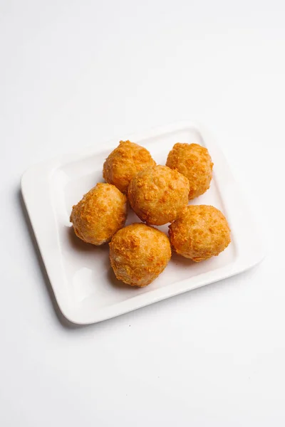 Deep Fried Meatballs Served White Plate — Stock Photo, Image