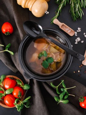 plastik kase lezzetli çorba yakından görmek