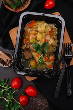 lezzetli haşlanmış et sebze ile yakından görmek 