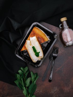 Leziz cheesecake tatlı yakın çekim görünümü 