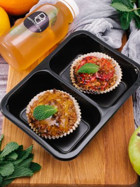 Lezzetli kek tatlı yakın çekim görünümü 