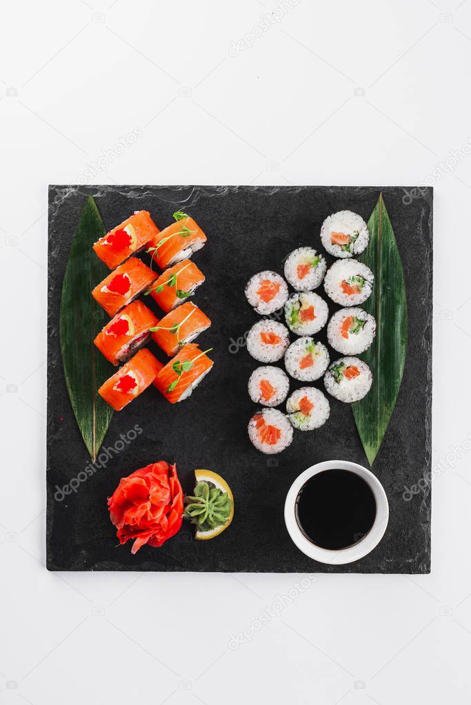 tasty sushi rolls set, Japanese food