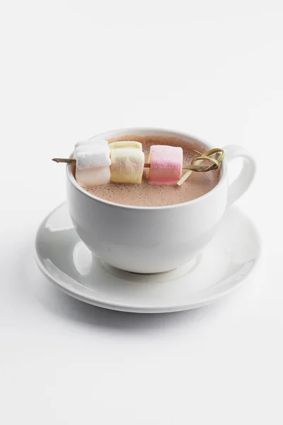 Roze Kopje Thee Met Marshmallows — Stockfoto