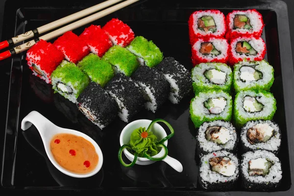 Sushi Set Dark Background — Stock Photo, Image