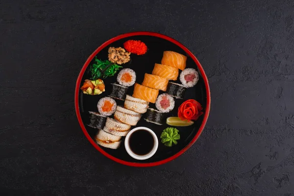 Sushi Mörk Bakgrund — Stockfoto