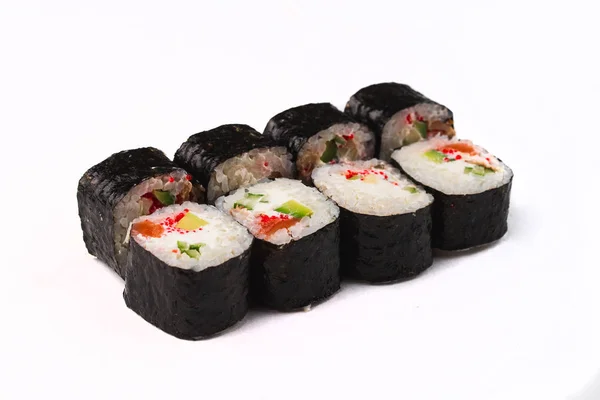 Sushi Rolky Lososem Avokádem Smetanovým Sýrem — Stock fotografie