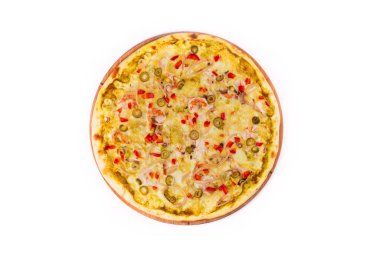 Zeytin ve deniz ürünleri ile lezzetli Akdeniz pizzası