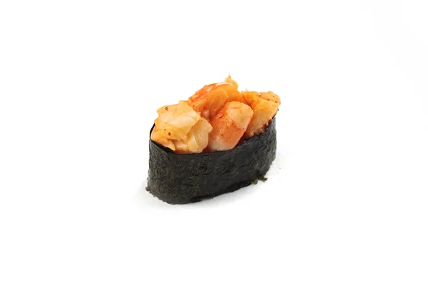 Nigiri Rollo Sushi Con Camarones Aislados Sobre Fondo Blanco — Foto de Stock