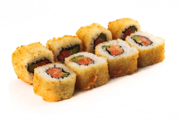 Japonês Sushi Definido Branco Fundo — Fotografia de Stock