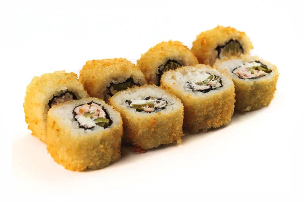 Delicious Maki Sushi Rolls White Background — Stock Photo, Image