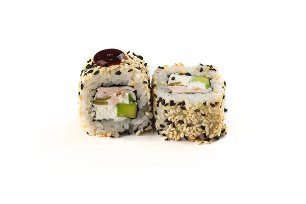 Japanese Traditional Dish Sushi Rolls Sprinkled Toasted Sesame Seeds — ストック写真