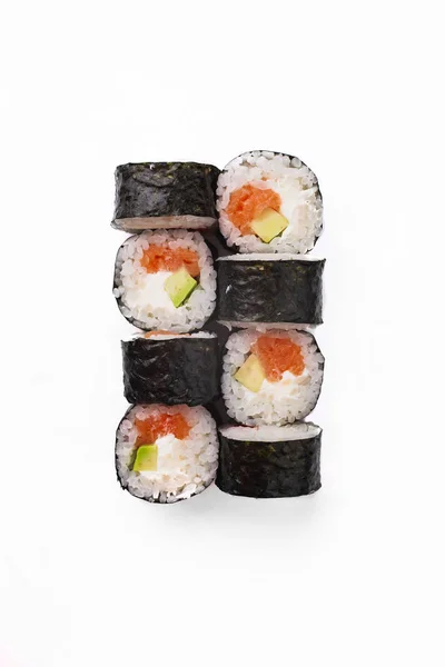 Japanse Originele Sushi Met Tonijn Avocado Nori Roomkaas — Stockfoto