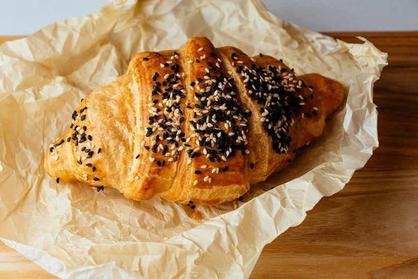 homemade croissant with sesame