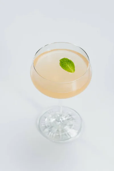 Rózsaszín Alkoholos Koktél Zöld Levéllel — Stock Fotó