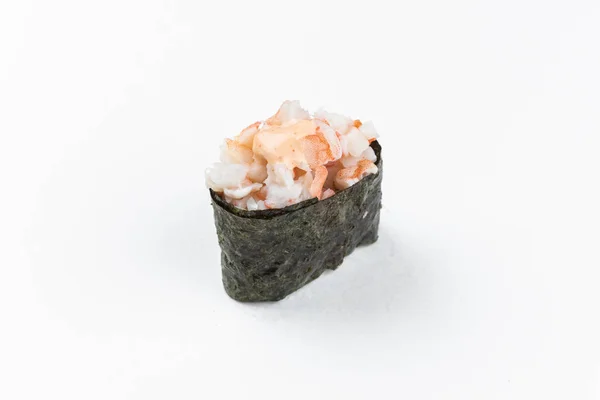 Sushi Gunkan Maki Con Gamberetti Isolati Sfondo Bianco — Foto Stock