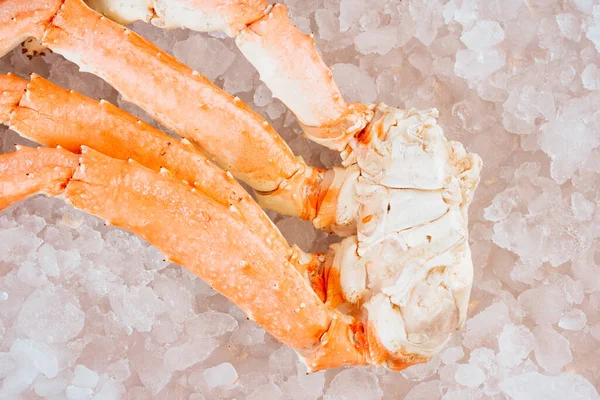 Vapor Snow Crab Pernas Servidas Cubos Gelo Fundo — Fotografia de Stock