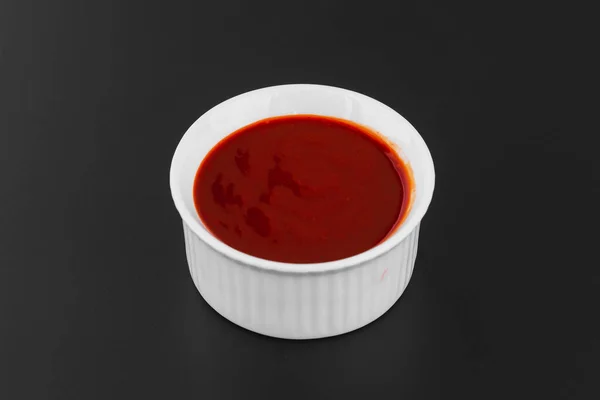 Salsas Forma Ketchup Sobre Fondo Gris —  Fotos de Stock