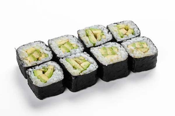 Rolos Sushi Com Salmão Abacate — Fotografia de Stock